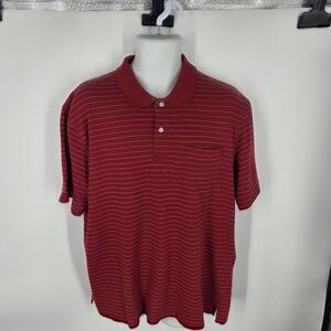 Puritan Mens Large Striped Polo Shirt Red White Horizontal Stripe Cotton Blend